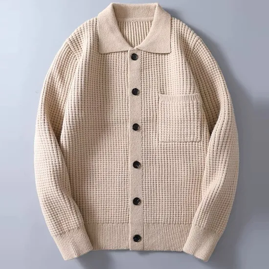 Wholesale Fashionable Lapel Neck Cotton Knitwear Winter Cardigan Sweater Mens 