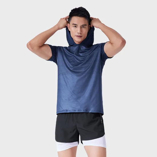 Men′s Short Sleeve Hoodie Athletic Gym Hooded T Shirts Lightweight Sweatshirt Hoodies Pullover 