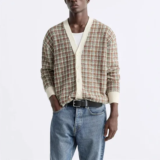 Mixed Color Knitted Cardigan 