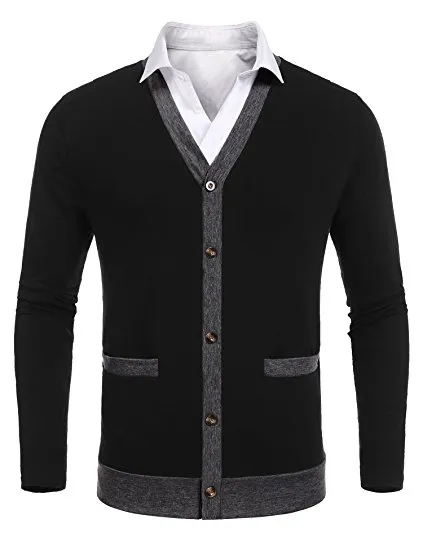 Mens Casual Slim Fit Long Sleeve V