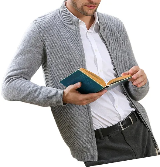 Factory Mens Pure Cashmere Coat Men′s Cropped Cardigan Sweater Jackets Coats. 