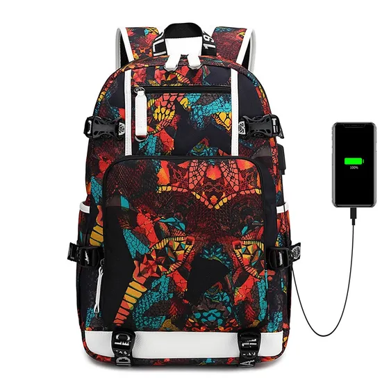 Printed Student Backpack Printed Splashproof Computer Bag Outdoor Street Travel Backpack 