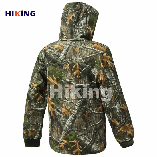 Hunting Camouflage Biomimetic Tree Fleece Hoodie Autumn and Winter New Hunting Warm Breathable Hooded Sweatshirt Fleece Pullover 