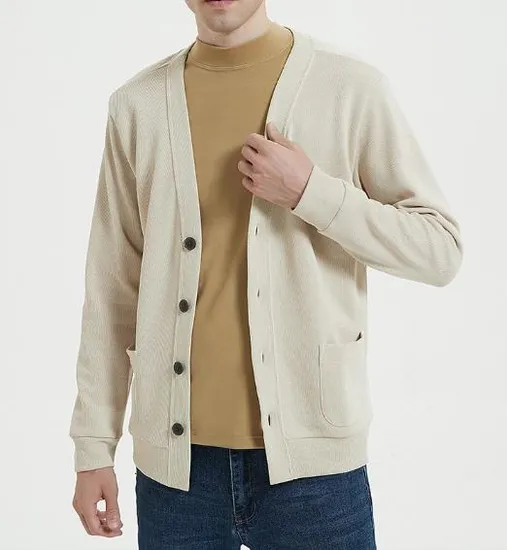 Manufacturer Custom Men Button Down Cardigan Coat Mens Pima Cotton V