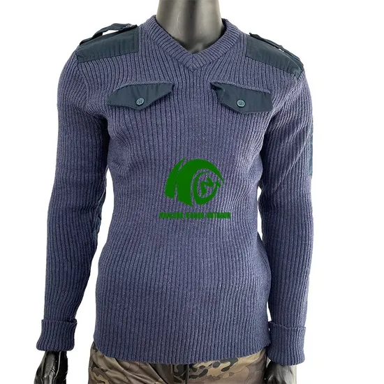 Olive Green Tactical Style Wool Sweater with Patch for Men 