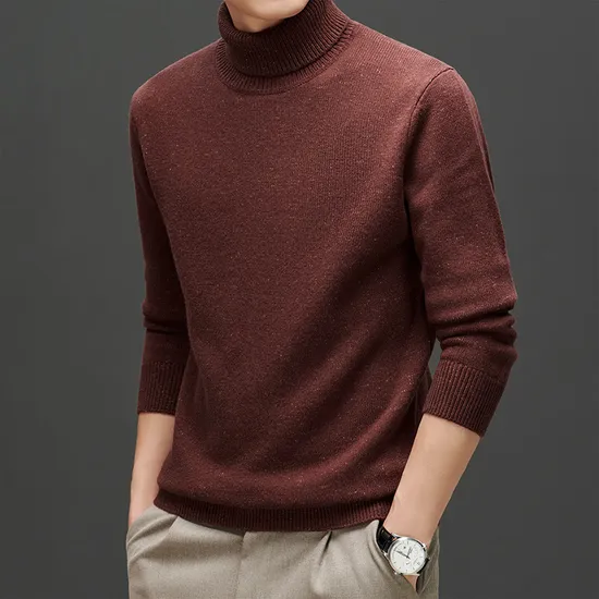 Men′s 100% Wool High Neck Sweater Thick Winter Thermal Pullover for Business Casual & Outdoor Made in China Supplier 