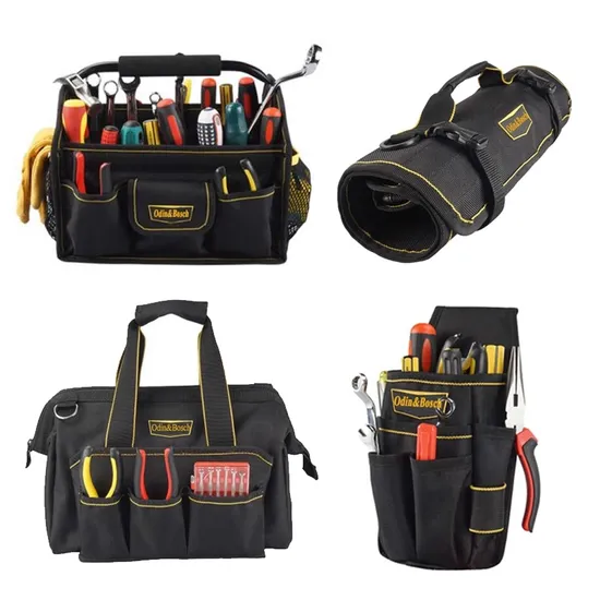 Wholesale Nylon Canvas Leather Polyester Tool Belt Rolling Roll up Folding Garden Electrician Waist Outdoor Waterproof EVA Tool Backpack Bag 
