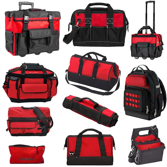 Wholesale Custom Portable Polyester Electrician Rolling Trolley Heavy Duty Work Backpack Tool Bag with Wheels for Men, Roll up Canvas Waist Tote Bag Pouch 