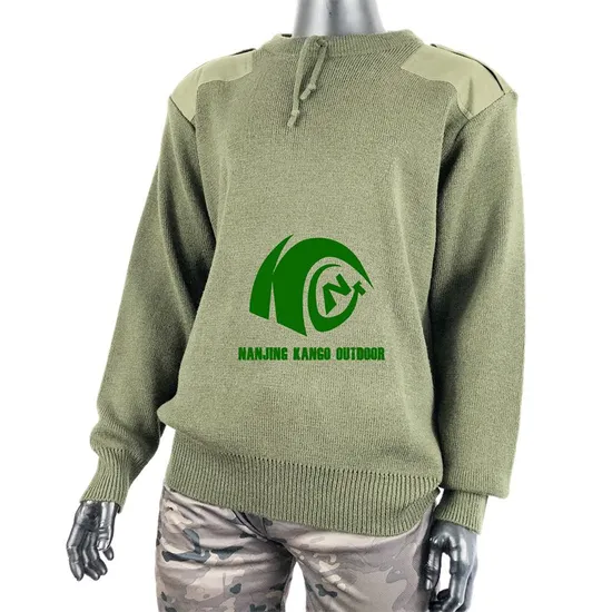 Men′s Tactical Sweater in Olive Green Training Style Round Neck Pullover 