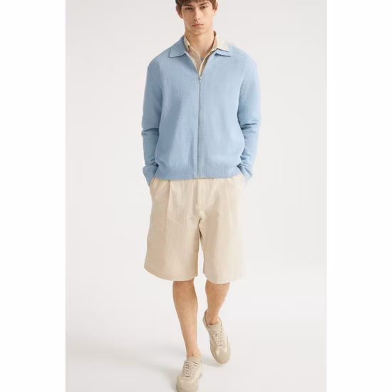 Bulk Low Price Mens Longline Thick Knit Zip Cardigan